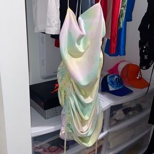 Fabrik Do+Be Tie Dye Mini Dress cowl sinch small